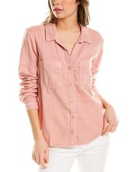 Bella Dahl Two-pocket Linen-blend Button-down Shirt - Pink