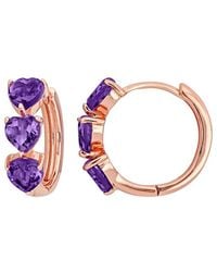 Rina Limor - Rose Over 2.40 Ct. Tw. Amethyst Heart Hoop Earrings - Lyst