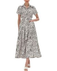 BGL - Linen-Blend Midi Dress - Lyst