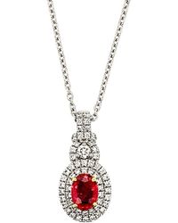 Le Vian - Vivds Platinum & 18K 1.22 Ct. Tw. Diamond & Ruby Pendant Necklace - Lyst