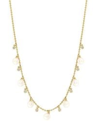 Effy Fine Jewelry - 14K 0.06 Ct. Tw. Diamond & 5.5Mm Pearl Necklace - Lyst