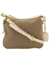 Prada - Canvas Logo Jacquard Crossbody (Authentic Pre-Loved) - Lyst