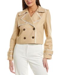 Cece - Lace Trim Cropped Trench Jacket - Lyst