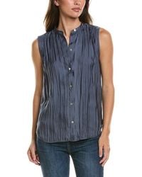 Vince - Crinkled Band Collar Blouse - Lyst