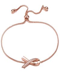 Rachel Glauber - 18k Rose Gold Plated Cz Love Bracelet - Lyst