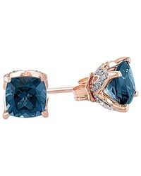 Rina Limor - 10K Rose 2.22 Ct. Tw. Diamond & London Topaz Studs - Lyst