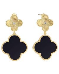 Gabi Rielle - 14k Over Silver 6.00 Ct. Tw. Black Onyx Cz Drop Earrings - Lyst