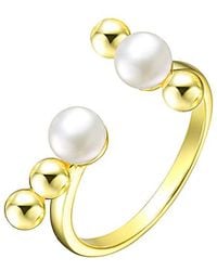 Genevive Jewelry - 18k Over Silver 5mm Freshwater Pearl Ring - Lyst