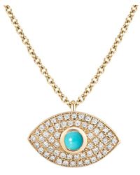 Ariana Rabbani - 14k 0.57 Ct. Tw. Diamond & Turquoise Evil Eye Necklace - Lyst