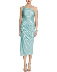 Halston - Mona One Shoulder Midi Dress - Lyst