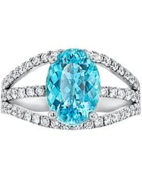 Diana M. Jewels Fine Jewellery 18k 4.30 Ct. Tw. Diamond & Paraiba Ring - Blue