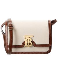 Burberry Small Two-tone Canvas And Leather Tb Bag - Save 56% | Lyst