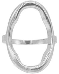 Adornia - Plated Open Hammered Oval Ring - Lyst