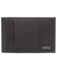 BOSS - New Crosstown Leather & Mesh Card Case - Lyst