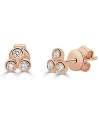 Sabrina Designs - 14K Rose 0.13 Ct. Tw. Diamond 3-Stone Earrings - Lyst