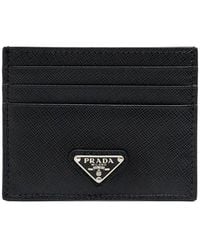 Prada - Saffiano Leather Triangle Logo Card Wallet (Authentic Pre-Loved) - Lyst