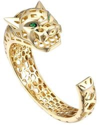 Rachel Glauber - 14k Plated Cz Jaguar Cuff Bracelet - Lyst