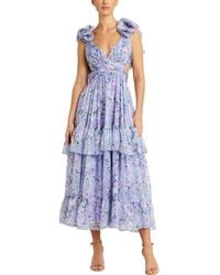 Mac Duggal - Ruffle Tiered Cut-Out Floral Chiffon Dress - Lyst