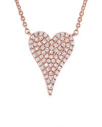 Sabrina Designs - 14K Rose 0.17 Ct. Tw. Diamond Heart Necklace - Lyst