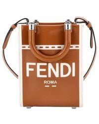 Fendi - Brown Patent Leather & Canvas Sunshine Shopper Tote Mini (authentic Pre- Loved) - Lyst