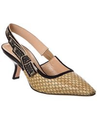 Dior - J'A Straw & Leather Slingback Pump - Lyst