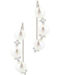 Sterling Forever - Cz Siena Threader Earrings - Lyst