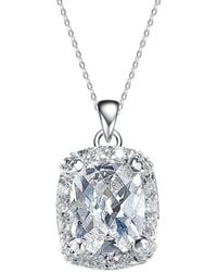 Genevive Jewelry - Silver Cz Rectangular Necklace - Lyst
