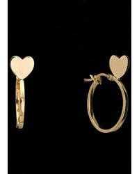 Italian Gold - 14K Heart Hoops - Lyst