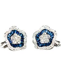 Arthur Marder Fine Jewelry 18k 7.00 Ct. Tw. Diamond & Sapphire Flower Earrings - Blue
