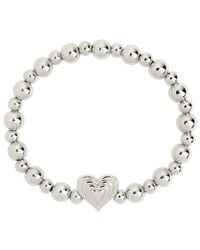 Sterling Forever - Rhodium Plated Beating Heart Beaded Bracelet - Lyst