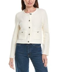 MILLY - Sade Textured Crewneck Wool-Blend Cardigan - Lyst