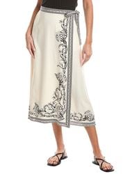 Max Studio - Border Linen-Blend Wrap Skirt - Lyst
