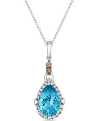 Le Vian - Le Vian Blue Topaz 14k 3.17 Ct. Tw. Diamond & Blue Topaz Pendant Necklace - Lyst