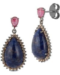 Banji Jewelry - Silver 1.41 Ct. Tw. Diamond & Gemstone Drop Earrings - Lyst