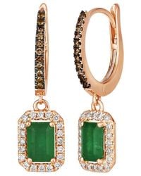 Le Vian - Le Vian 14K Rose 1.15 Ct. Tw. Diamond & New Emerald Earrings - Lyst