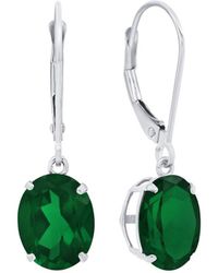 MaxColor - Silver 4.00 Ct. Tw. Lab-grown Emerald Dangle Earrings - Lyst