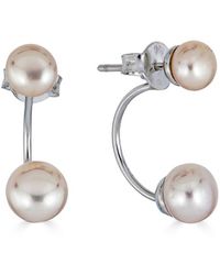 Belpearl - Silver 8-6mm Freshwater Pearl Earrings - Lyst