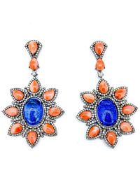 Arthur Marder Fine Jewelry 14k & Silver 2.20 Ct. Tw. Diamond & Gemstone Earrings - Blue