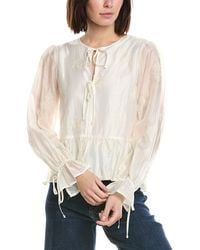 Cece - V-Neck Ruffle Button Down Blouse - Lyst