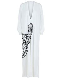 Ferragamo - V-neck Oversized Maxi Dress - Lyst