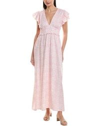 Sail To Sable - V-Neck Flutter Sleeve Linen-Blend Maxi Dress - Lyst