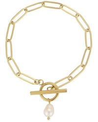 Adornia - 18K Plated Stainless Steel 8.8Mmx6.7Mm Pearl Bracelet - Lyst