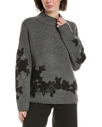Vince Camuto - Floral Embellished Mock Neck Sweater - Lyst