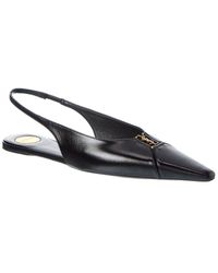 Saint Laurent - Babylone Leather Slingback Flat - Lyst