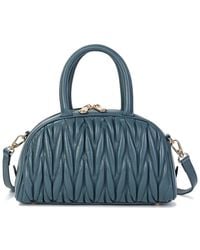 Tiffany & Fred Paris - Quilted Ruched Leather Top-Handle Satchel - Lyst