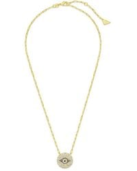 Sterling Forever - 14k Plated Cz Evil Eye Disc Pendant Necklace - Lyst