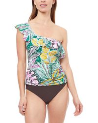 Gottex - Tropic Boom One Shoulder Ruffle Top - Lyst
