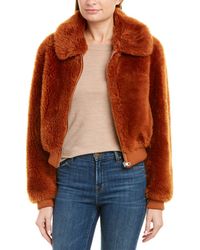 Yves Salomon Leather-trim Wool Coat - Red