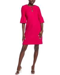 Teri Jon - Keyhole Flounce Wool Sheath Dress - Lyst