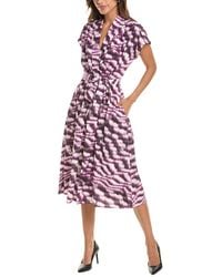 DKNY - Faux Wrap Midi Dress - Lyst
